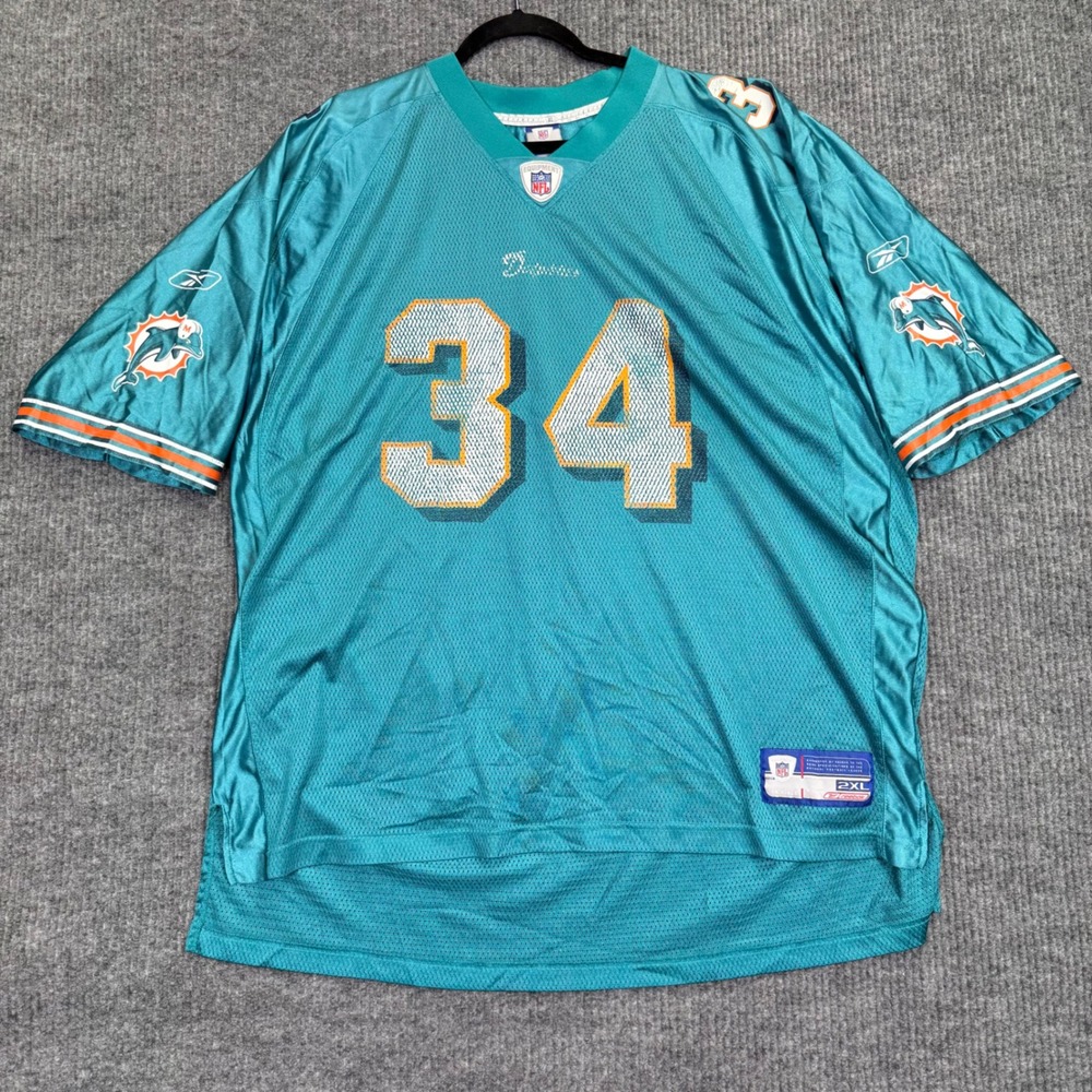 Mens Reebok Ricky Williams Miami Dolphins NFL Jersey Teal Size 2XL #34